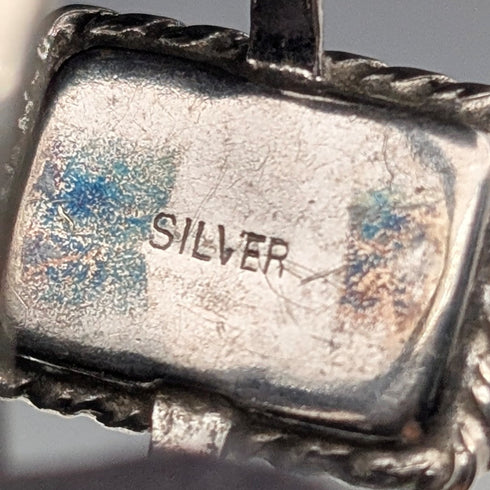 復古純銀印章戒指,棕色瑪瑙底座(14 號)